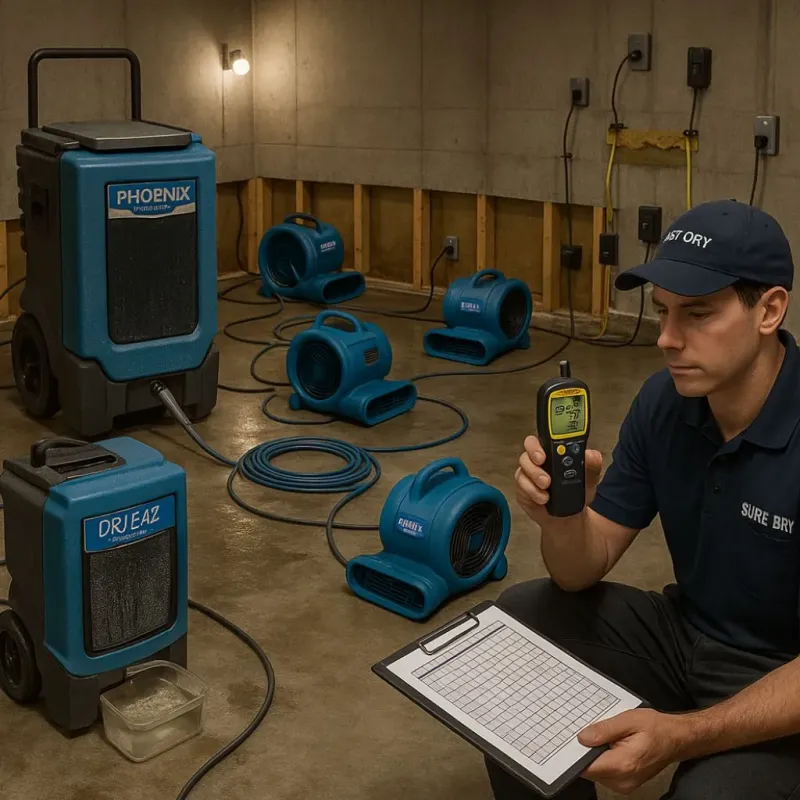 Structural Drying and Dehumidification process in New Hanover County, NC